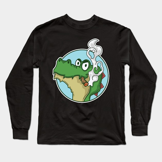 T-Rex crocodile smoking a cigar Long Sleeve T-Shirt by dieEinsteiger